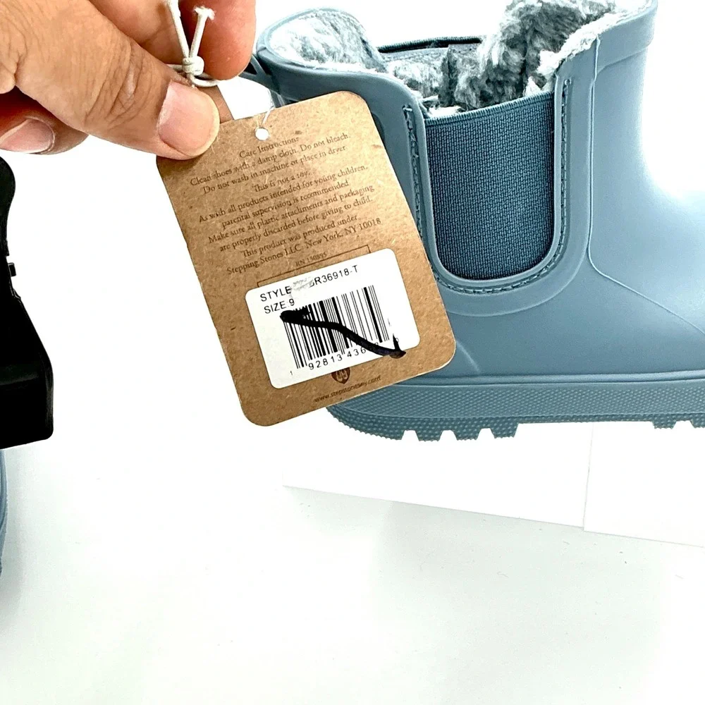Bearpaw Size 9 Rain Boot Blue Faux Fur Lined Chelsea NEW Toddler $45